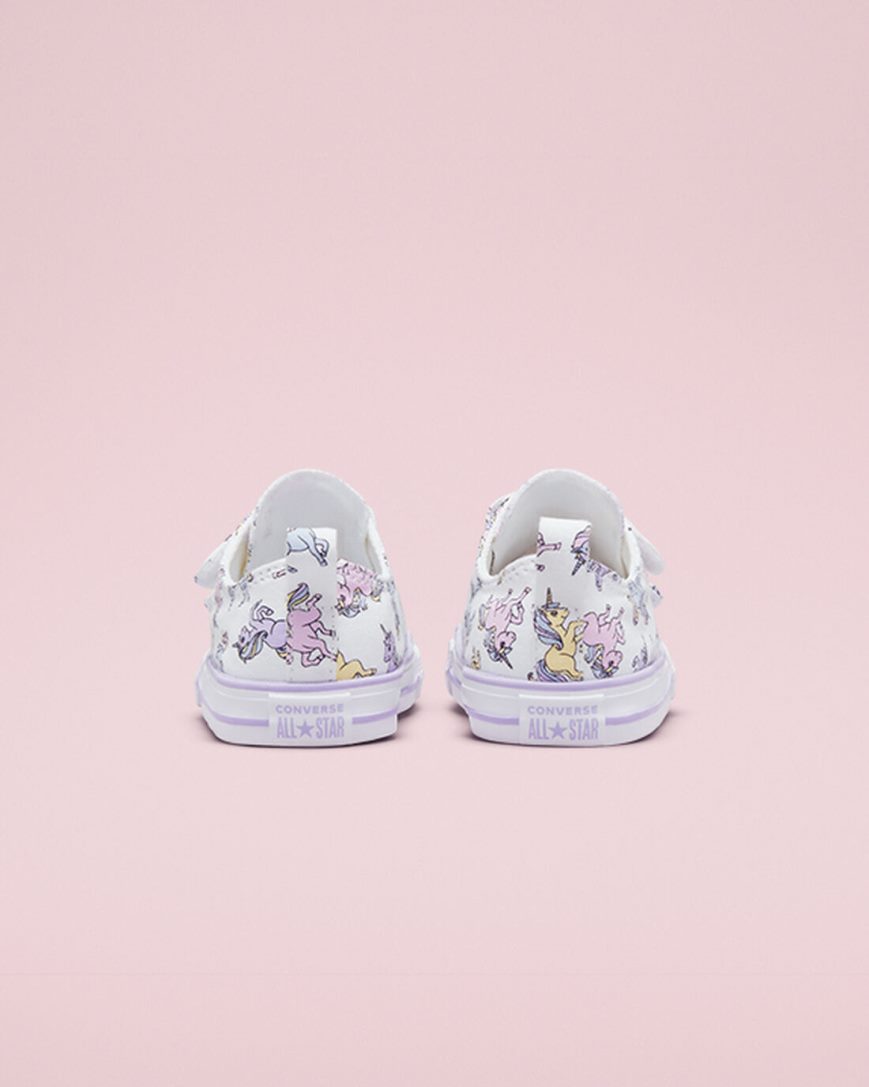 Boys' Converse Chuck Taylor All Star Easy-On Unicorns Low Top Shoes White / Grey Purple | AU 54E68O